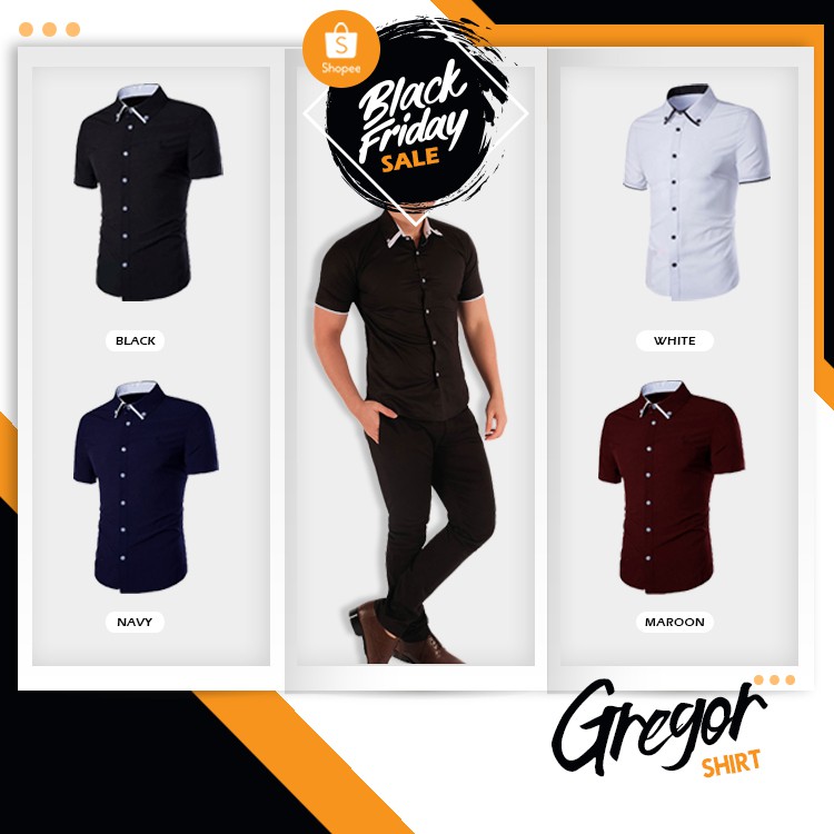 GREGOR BAJU  KEMEJA CASUAL PRIA  SLIM FIT LENGAN PENDEK  