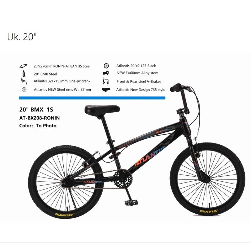 Sepeda BMX Senator Classic 20 inch/ sepeda anak Laki-laki anak cowo/ sepeda dewasa murah bagus-Atlantis hitam ronin