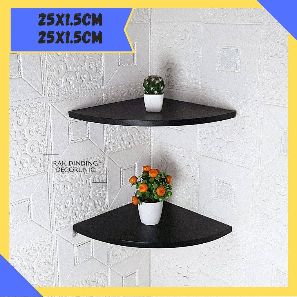 Rak Sudut 2 Susun Tempel Dinding 25,25cm Rak Dinding Sudut Siku Dekorasi Dinding