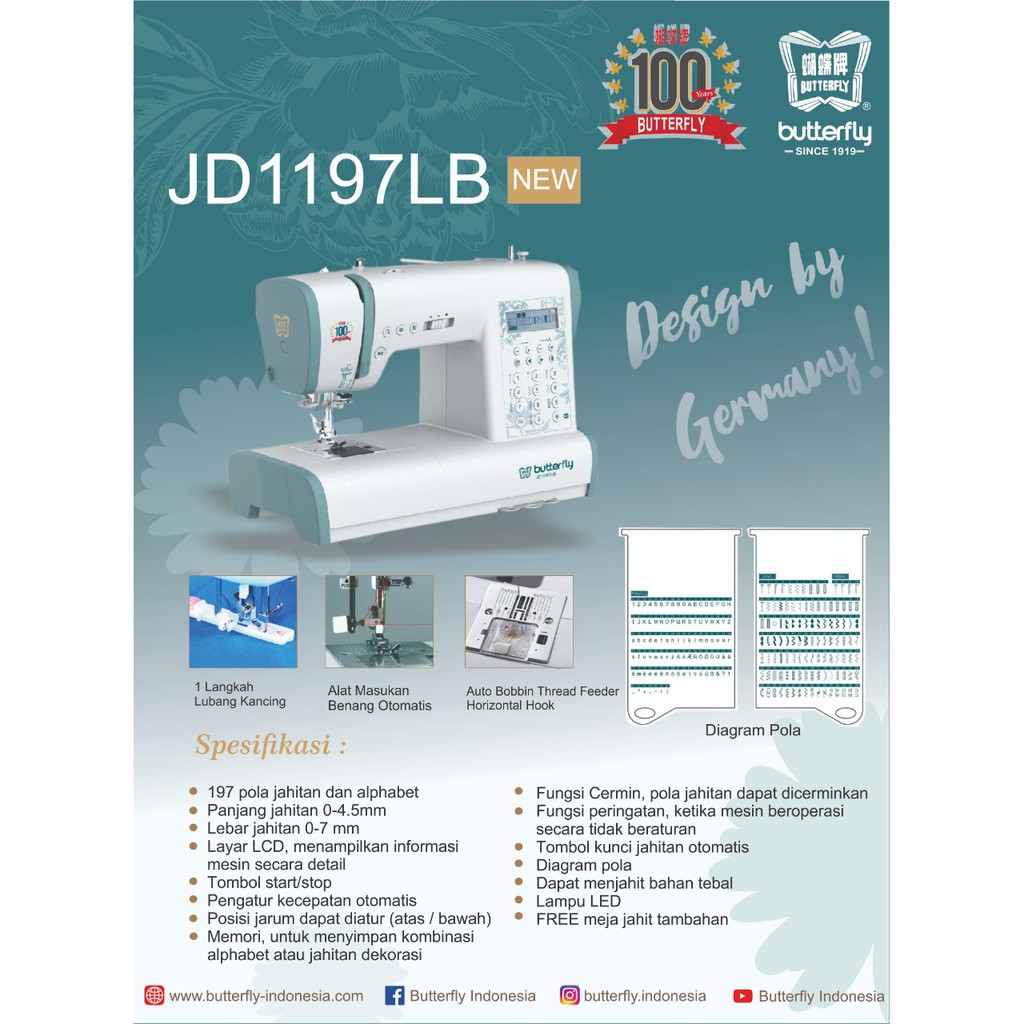 Mesin Jahit BUTTERFLY JD1197LB