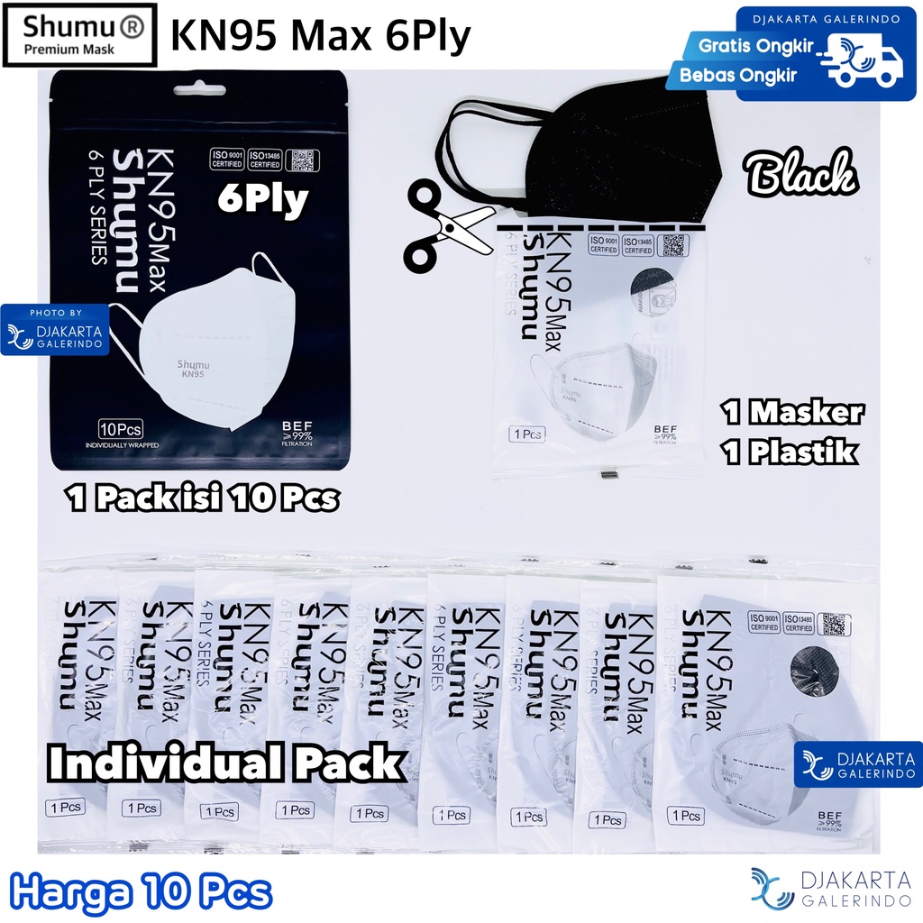 Masker SHUMU KN95 MAX 6Ply Individual Pack isi 10Pcs