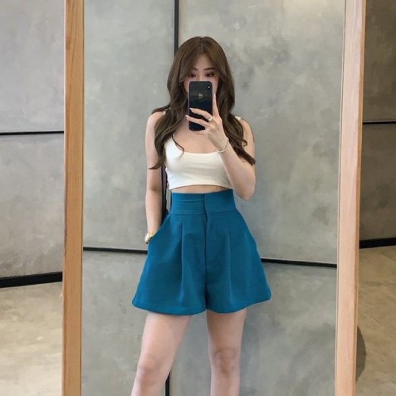 GOULDING PRICE EMPIRE HW SHORT PANTS plum & teal