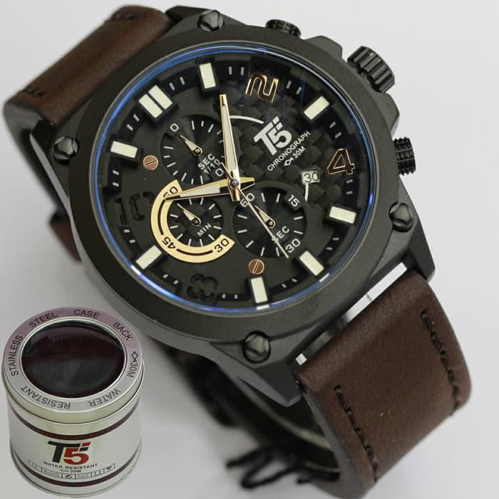 JAM TANGAN PRIA COWOK T5 T 5 ORI ORIGINAL ANTI AIR TALI KULIT CRONO C
