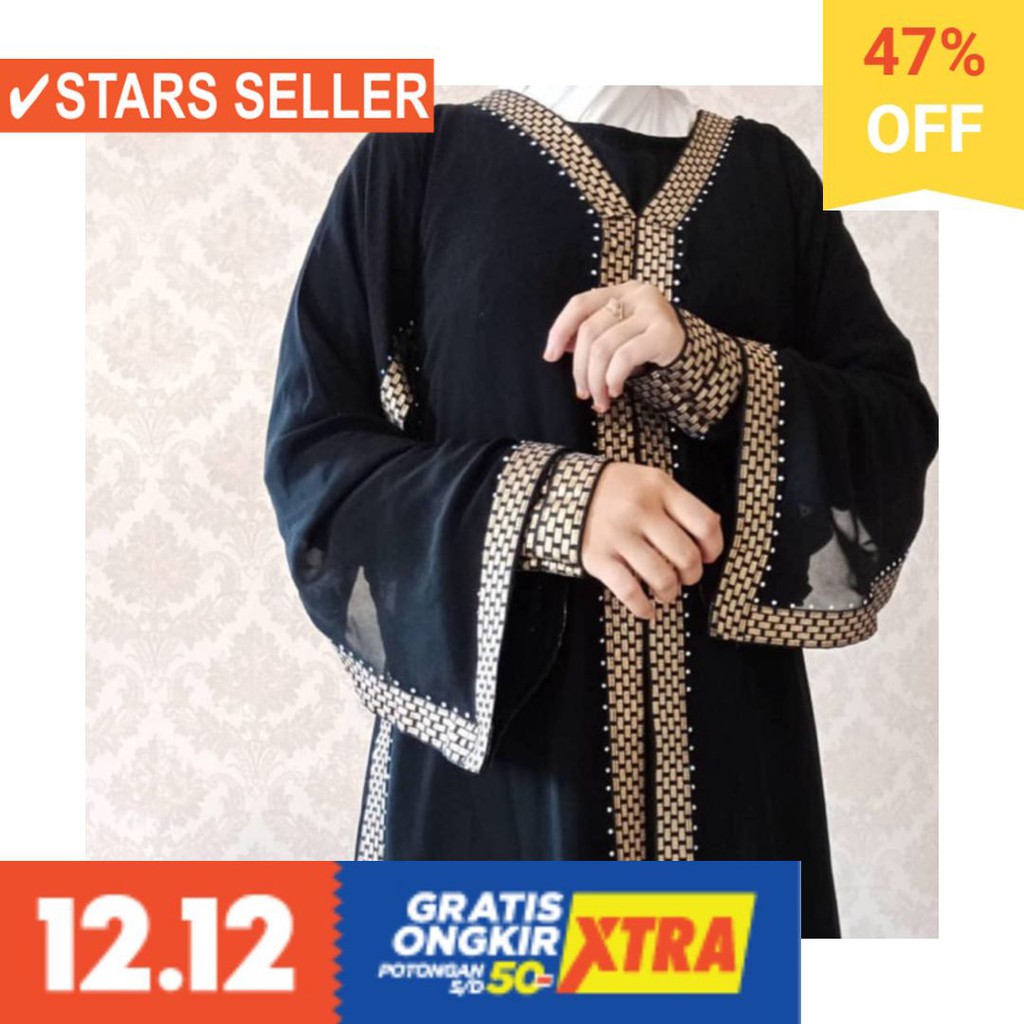 BAJU MUSLIM TERKINI TERBARU WANITA MURAH CEWE ASLI / Baju Muslim Abaya Bordir Gamis Maxi Dress