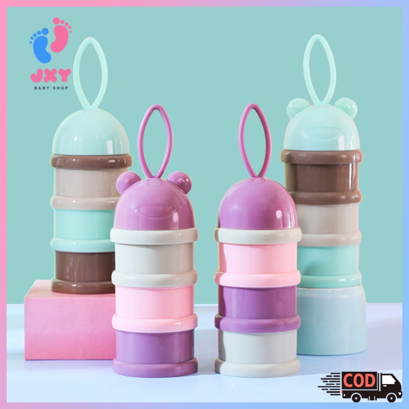 Milk powder container/Wadah Tempat Susu Bubuk Bayi Travel 4Tingkat Milk Powder Container Karakter Kotak Susu/Kotak susu bubuk 4 lapis L49