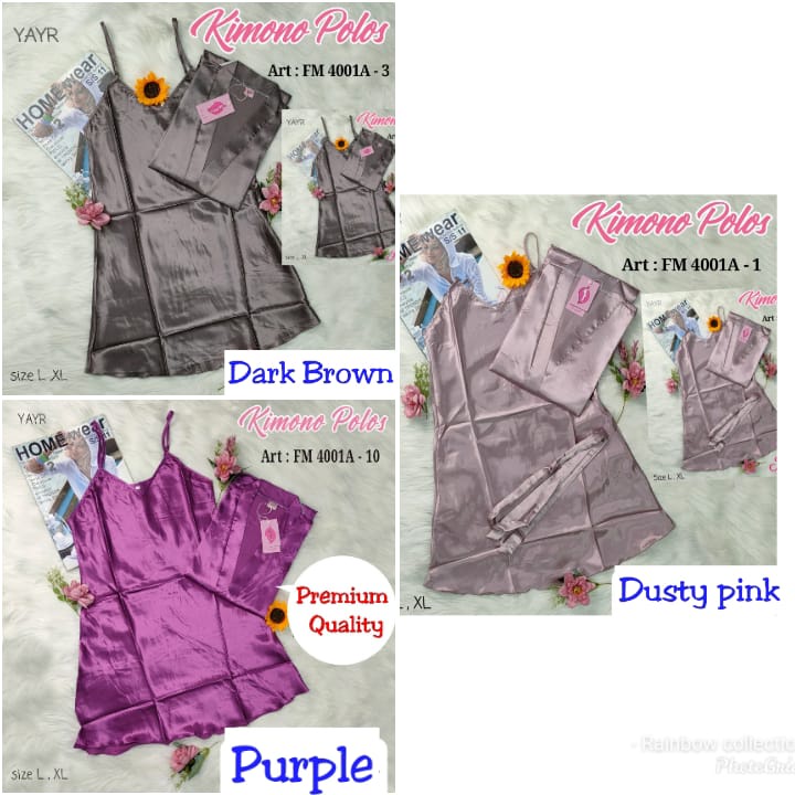 SET DASTER KIMONO 2IN1 SATIN IMPORT REALPICT / BEST SELLER DASTER KIMONO POLOS &amp; MOTIF