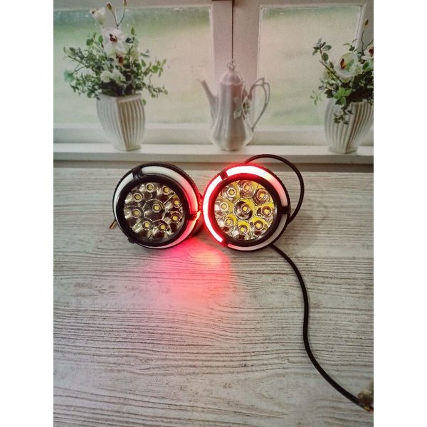 Lampu Tembak + Ring led spion sepeda motor 12 volt