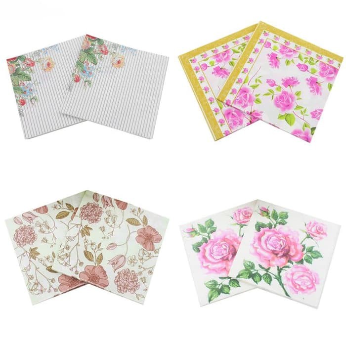 Decoupage Napkin - Tissue Decoupage 2Ply FL-Pink Rose with Border