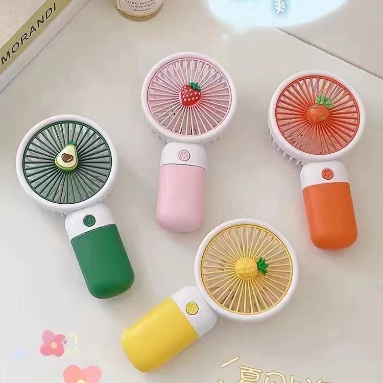 Kipas Angin Genggam Mini Portable Bentuk buah Bahan Silikon Warna Permen Untuk Outdoor Mini Fan - dinno.id