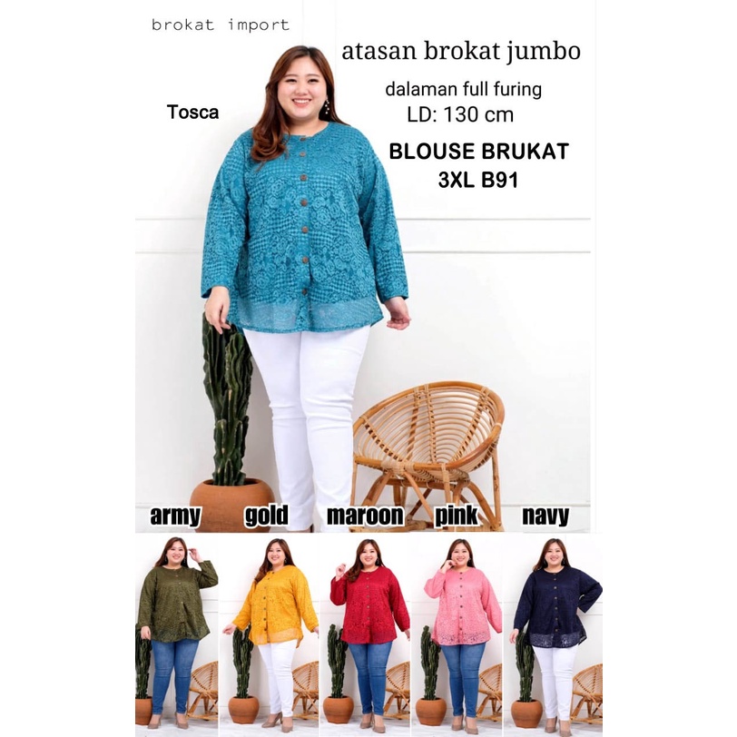 BIGCLO - (COD) LD 130cm Blouse Brukat Jumbo 3XL Baju Atasan Wanita Bigsize Brokat