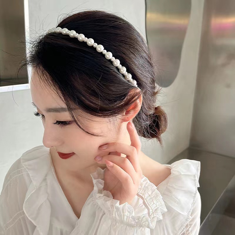 IFYOU Ikat Rambut Scrunchies Desain Mawar Camellia Aksen Mutiara Gaya Vintage Korea Untuk Wanita