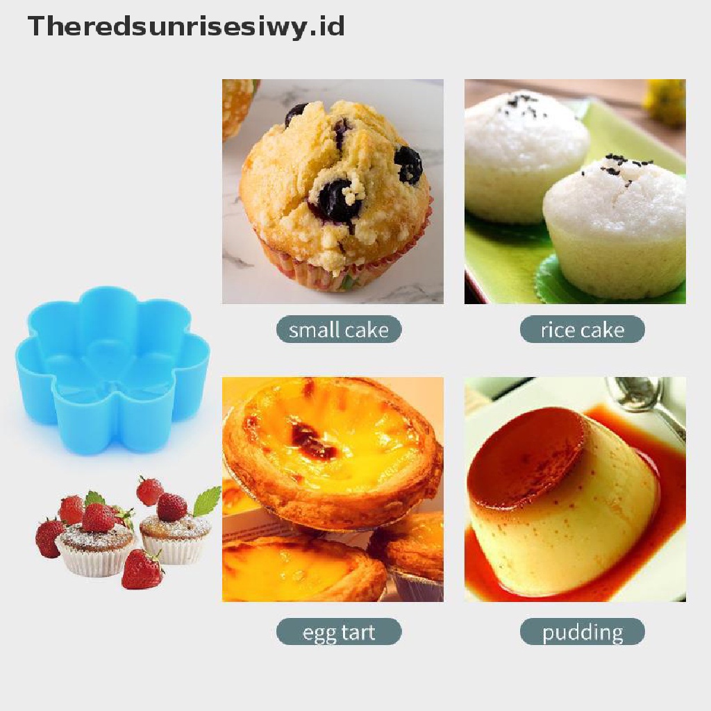 # Alat Rumah Tangga # 5 Pcs Cetakan Kue Cupcake Muffin Bentuk Bunga Bahan Silikon