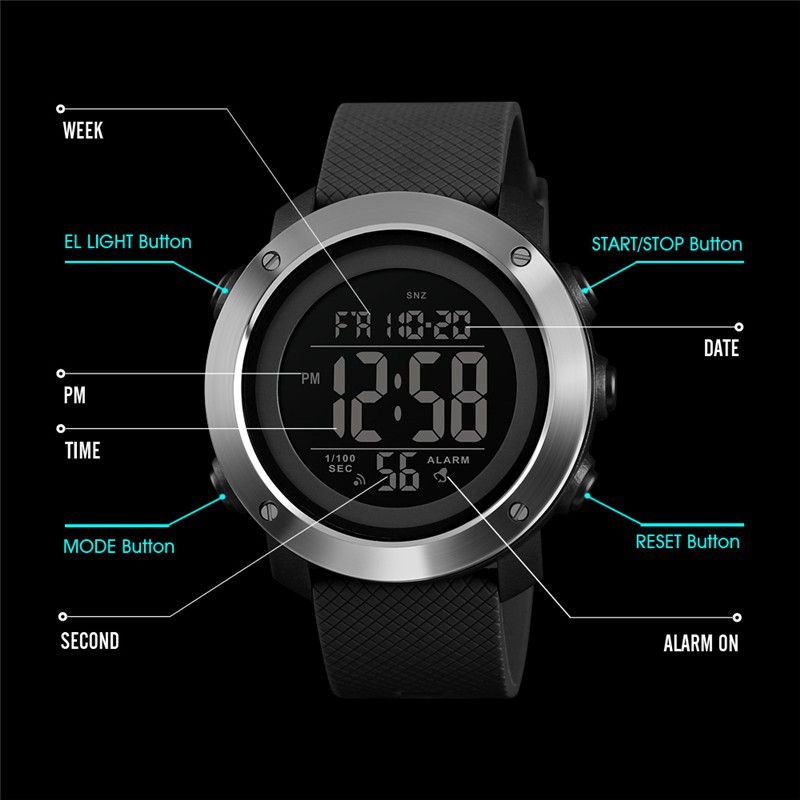 SKMEI Jam Tangan Digital Pria - 1426 - Black White
