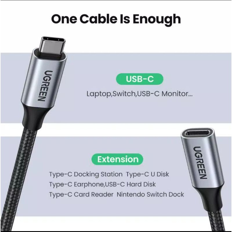 Ugreen Kabel Extension Type C to Usb Tipe C Thunderbolt Kabel Sambungan Usb Type C 3.1 To Usb C