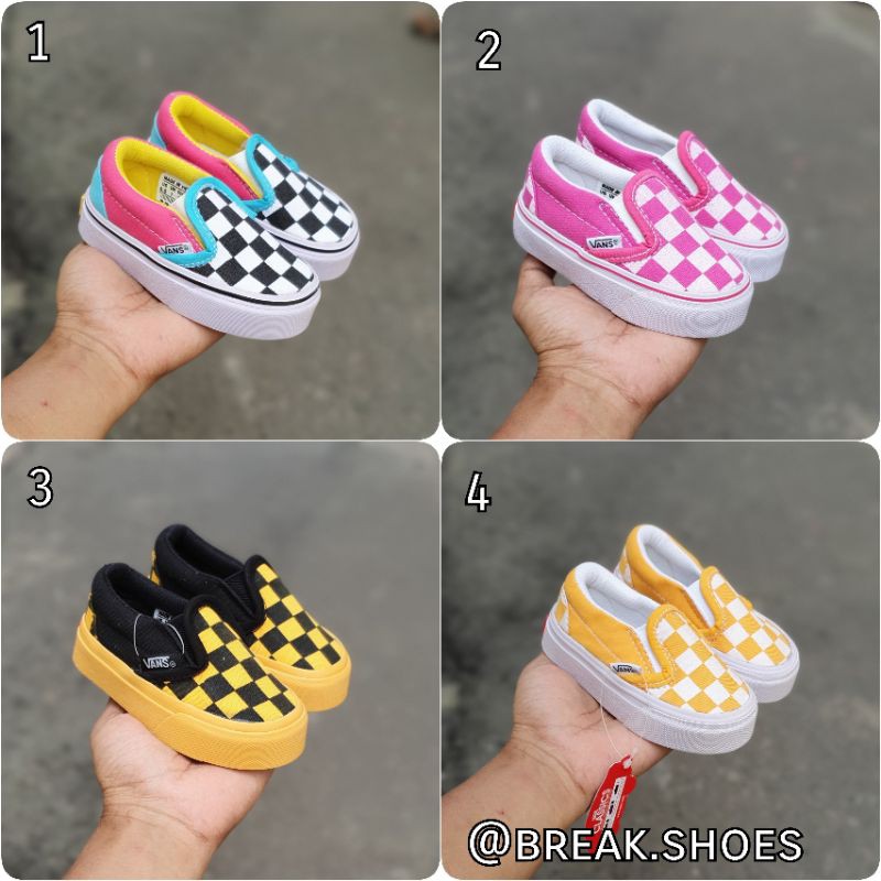 Sepatu anak slip on checkerboard laki laki perempuan checkerboard