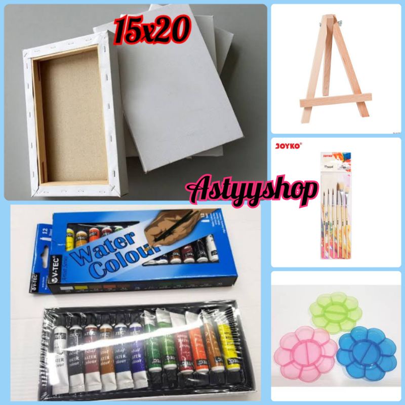 

paket Lukis Lengkap 15x20(kanvas-kuas-palet-cat-easel kcl.)