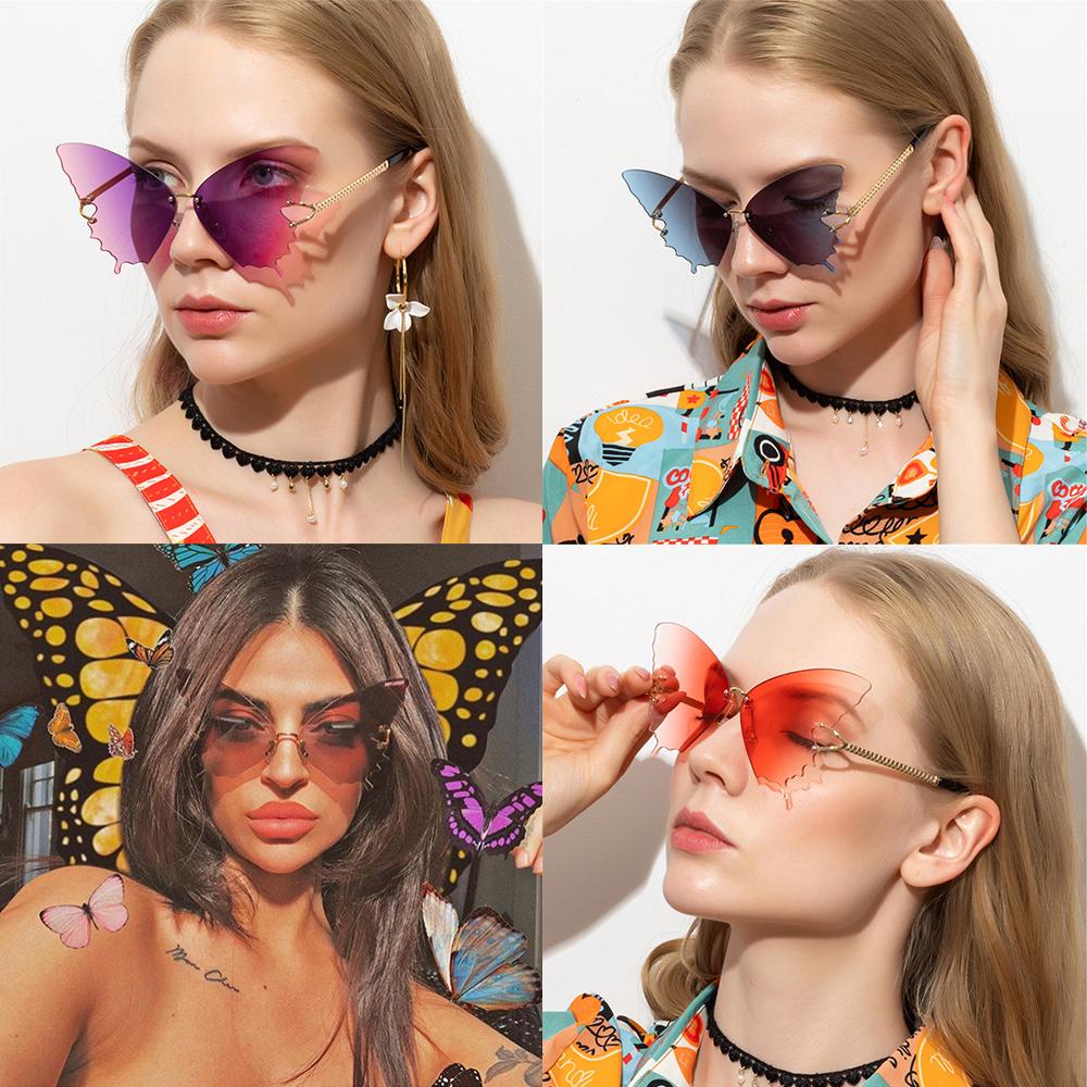 R-flower Butterfly Sunglasses Dekorasi Natal Fashion Logam Retro Kacamata Matahari