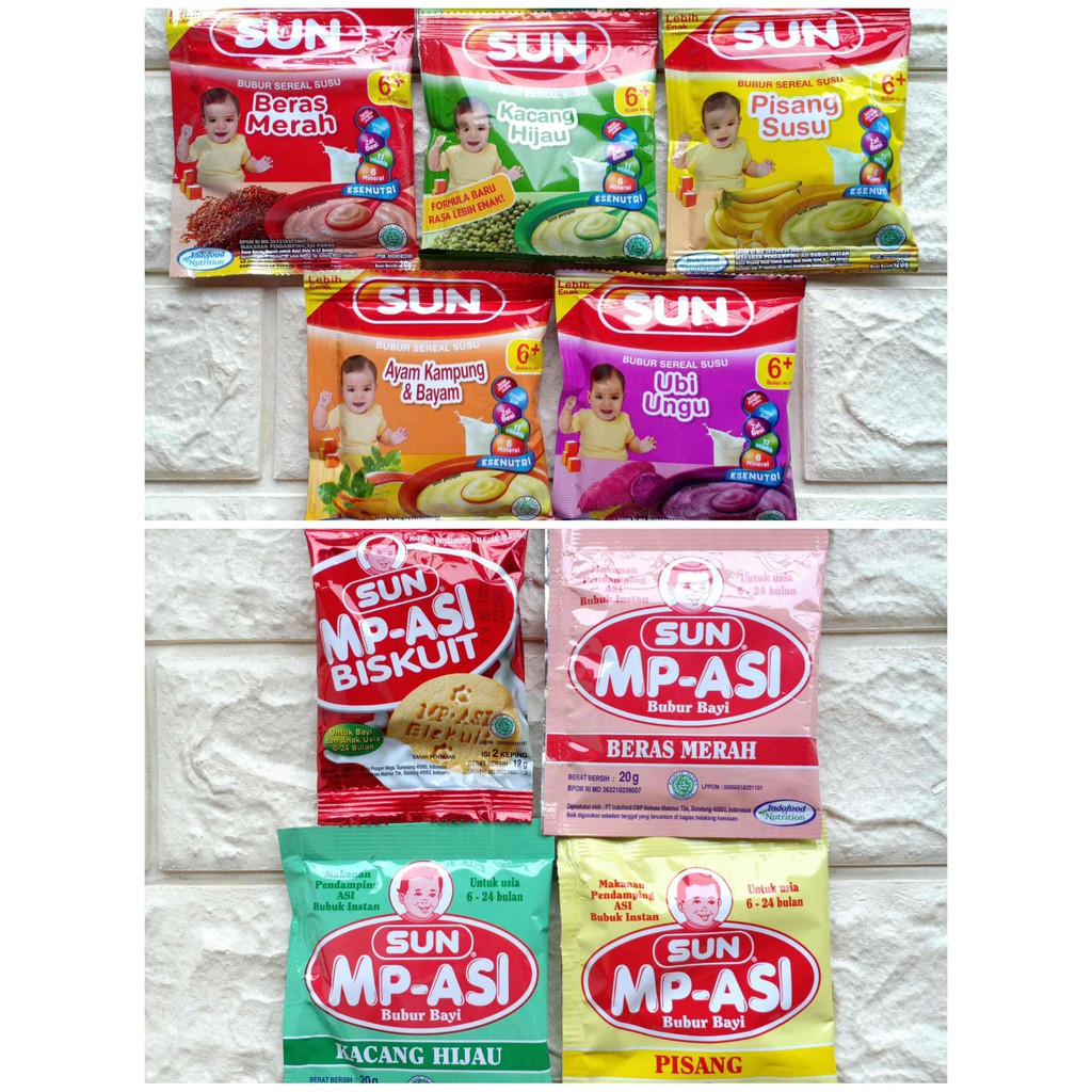 SUN Mpasi Bubur Sereal Susu Biskuit Sachet Ubi Ungu 20gr Mp-asi Mp Asi Makanan Bayi Usia 6 bulan 6+