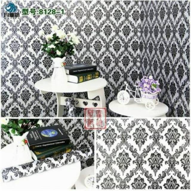 WALLPAPER DINDING MOTIF BATIK HITAM PUTIH