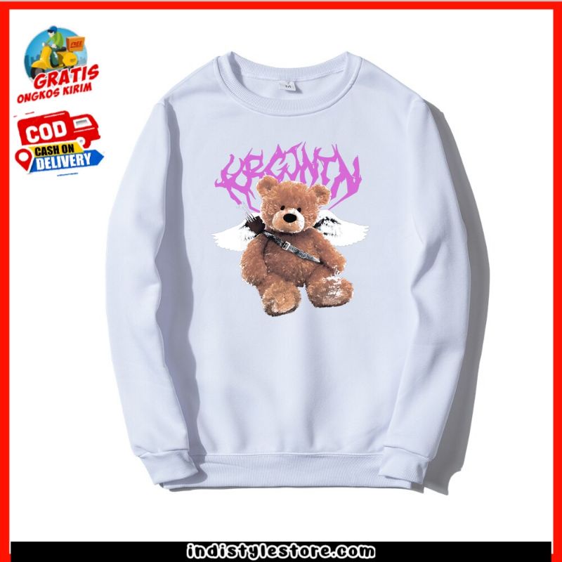 Sweater Crewneck Bear Wings Distro Pria Wanita Switer Cn Cowo Cewe Sweeter Creunek Animasi Keren Sui