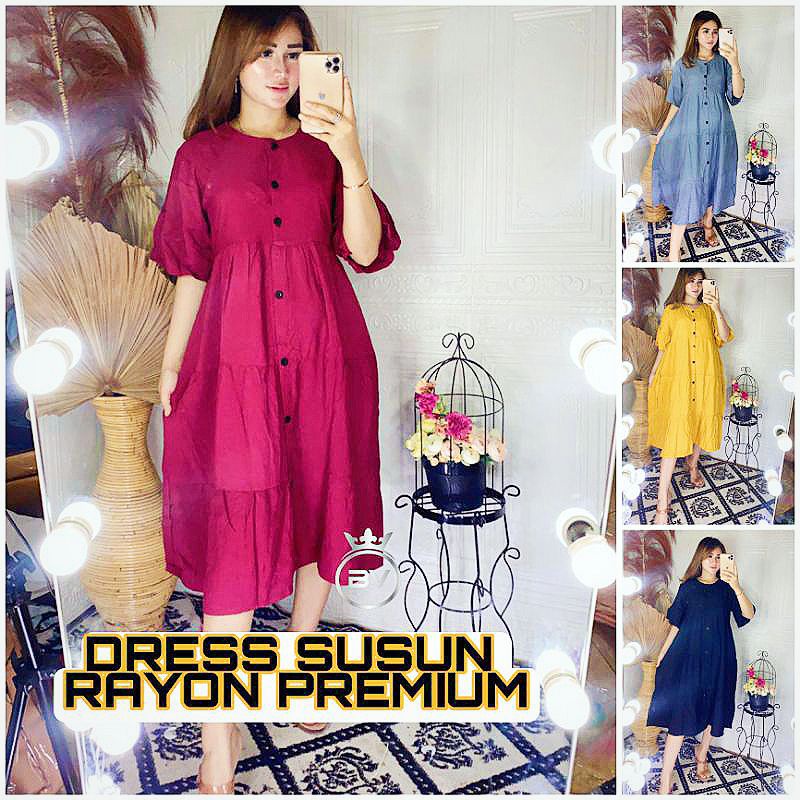 DRESS RAYON PREMIUM IMPORT / BAJU DRESS WANITA / DRESS BUSUI