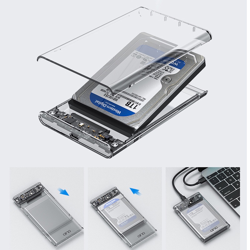 Casing Hardisk External HDD/SSD External Case 2.5&quot; USB 3.0 SATA Transparan