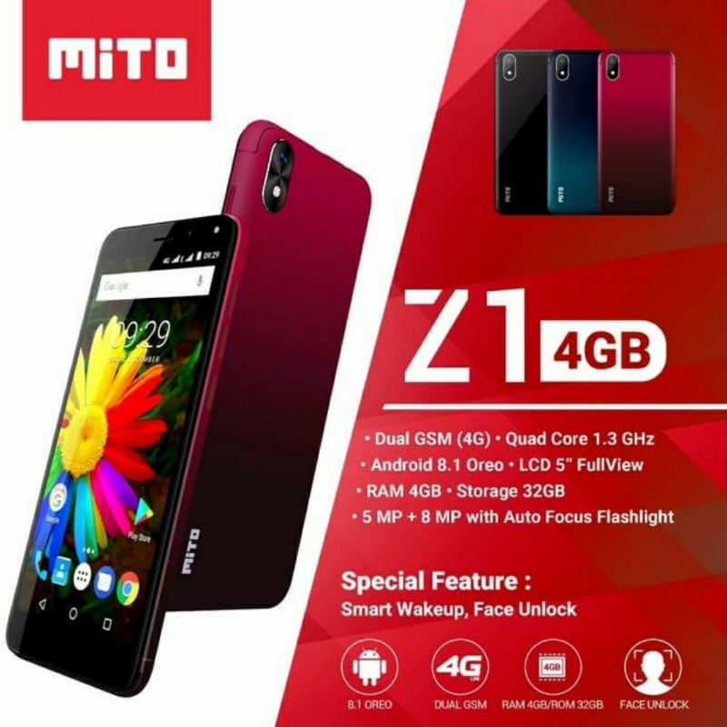 Hp Android smartphone Mito Z1 Ram4 Rom32 4G Promo Cuci Gudang