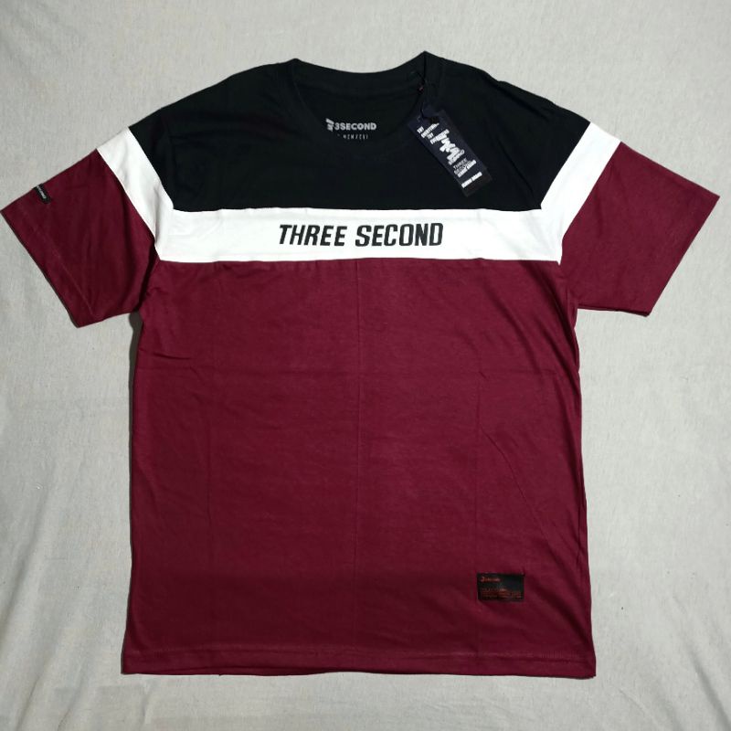 PROMO KAOS 3SECOND PRIA FREE STIKER / KAOS DISTRO THREE SECOND KOMBINASI 3 WARNA