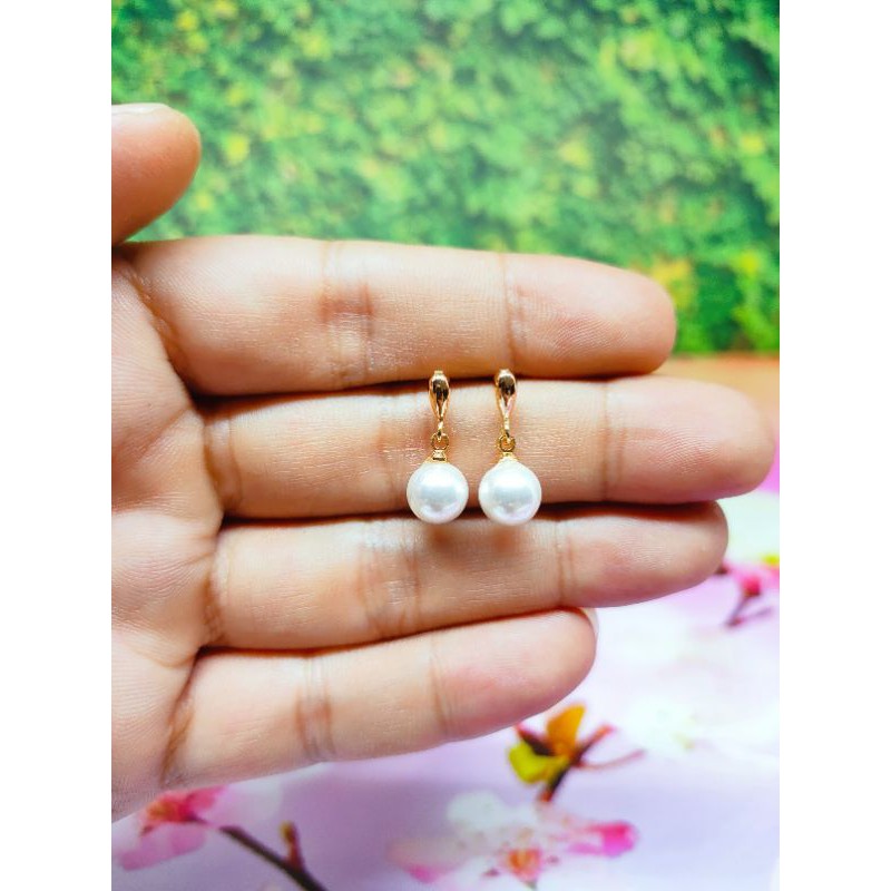 anting wanita xuping batu giok dan rambut sedana asli lapis emas-XP303#~mutiara