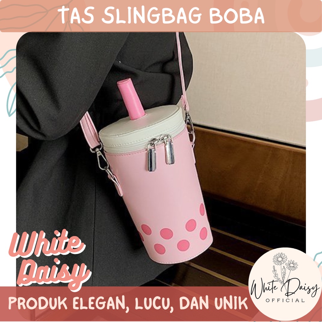 Tas Sling Bag Boba Premium Tas Selempang Wanita Bentuk Minuman Lucu