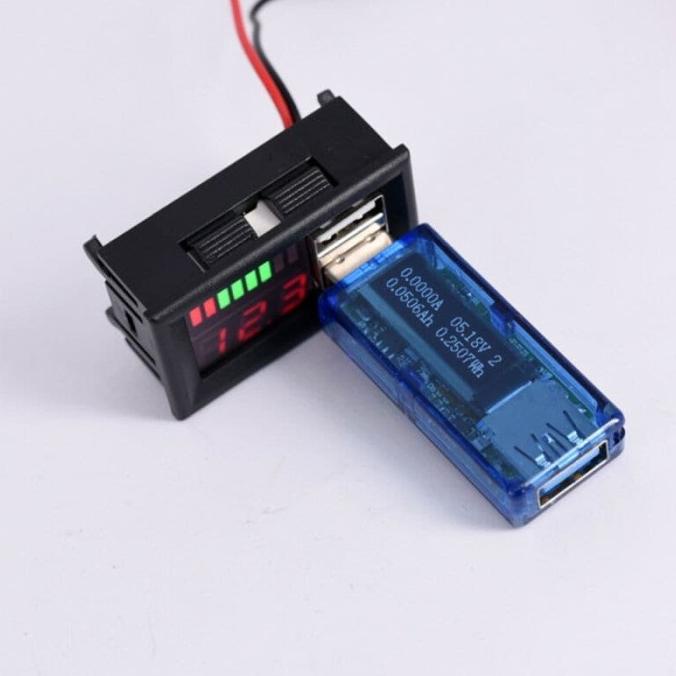 JUAL Dual Battery Meter 2 USB Port Charger Hp Baterai Aki 12V Mobil Motor .