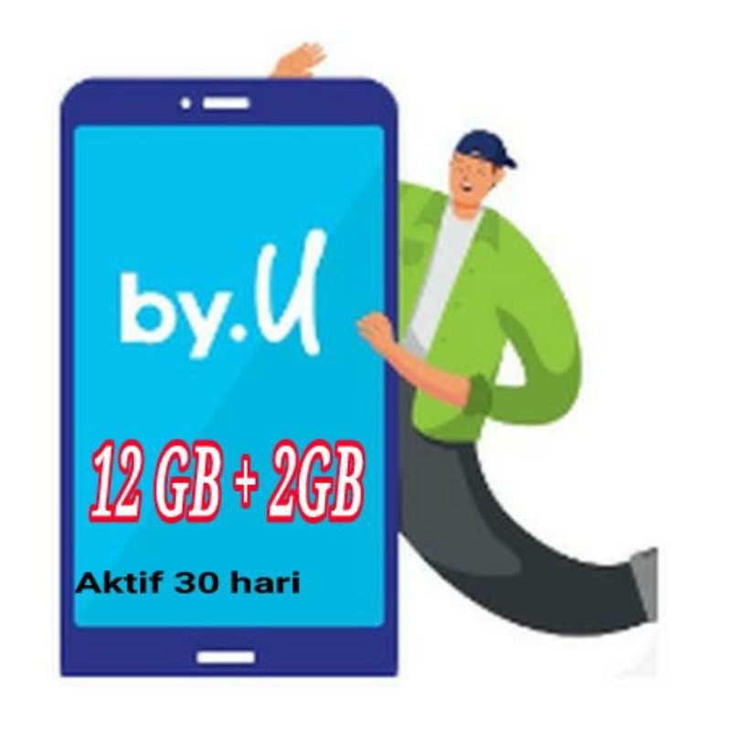 KARTU PERDANA BYU , BY U, BY.U  , 14GB 30HARI jaringan TELKOMSELL