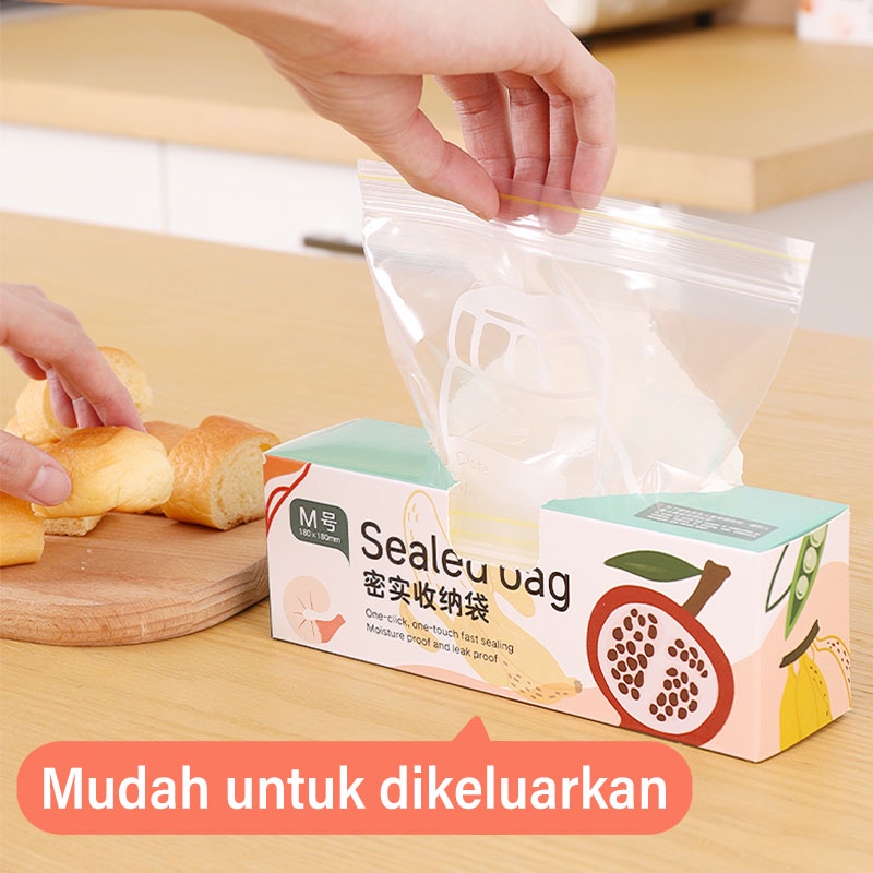 Letyeah &amp; Kaizenliving kantong penyimpan makanan kulkas / Kantong plastik ziplock makanan reusable