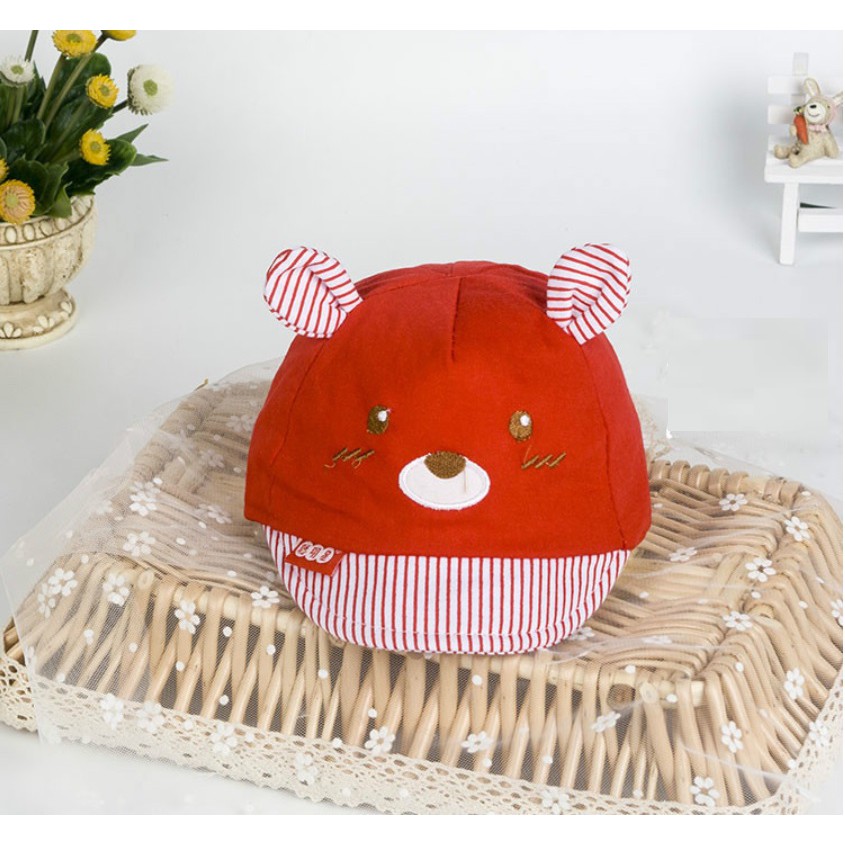 Topi baseball bayi 0-3bulan import motif beruang stripes