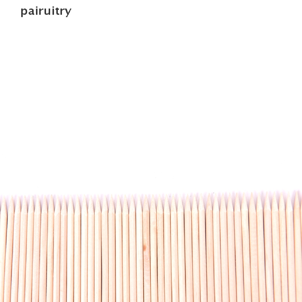 Prt 100Pcs Stik Kayu Oranye Pendorong Kutikula Untuk Manicure / Nail Art PRT