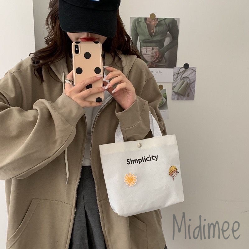 TOTEBAG KANVAS SIMPLICITY KOREA | FREE PIN CANTIK Chail