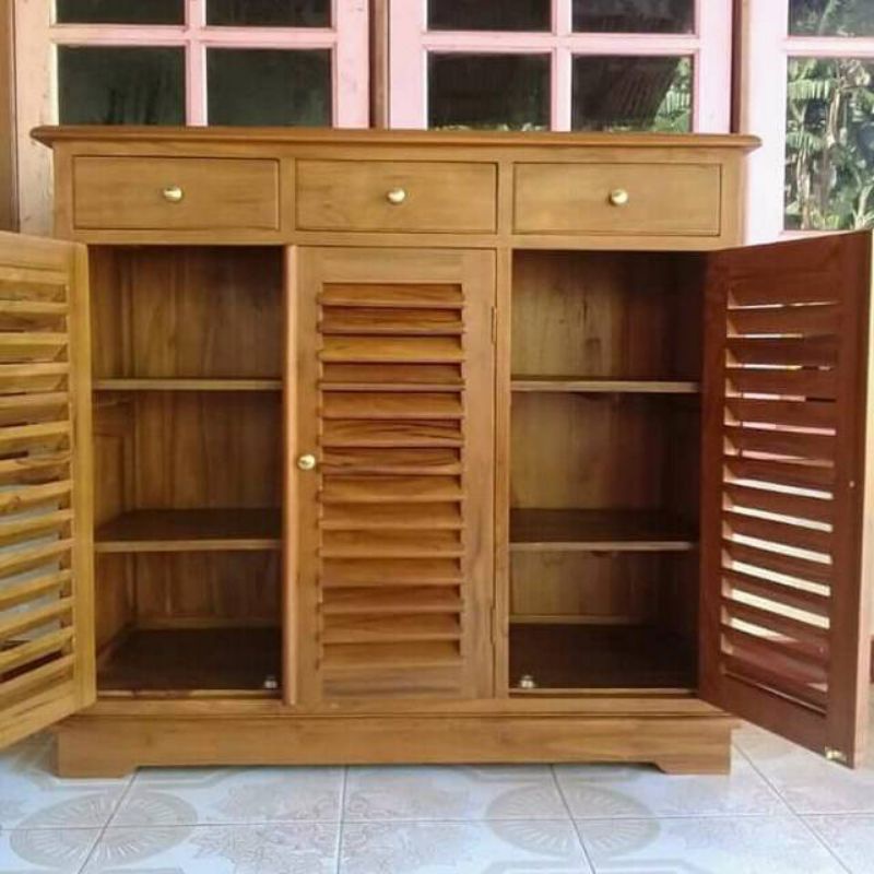 Lemari sepatu kayu jati / almari sepatu kayu jati asli Jepara