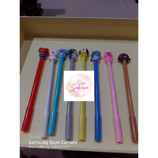 

bolpen pen lucu gel tinta motif karakter bts
