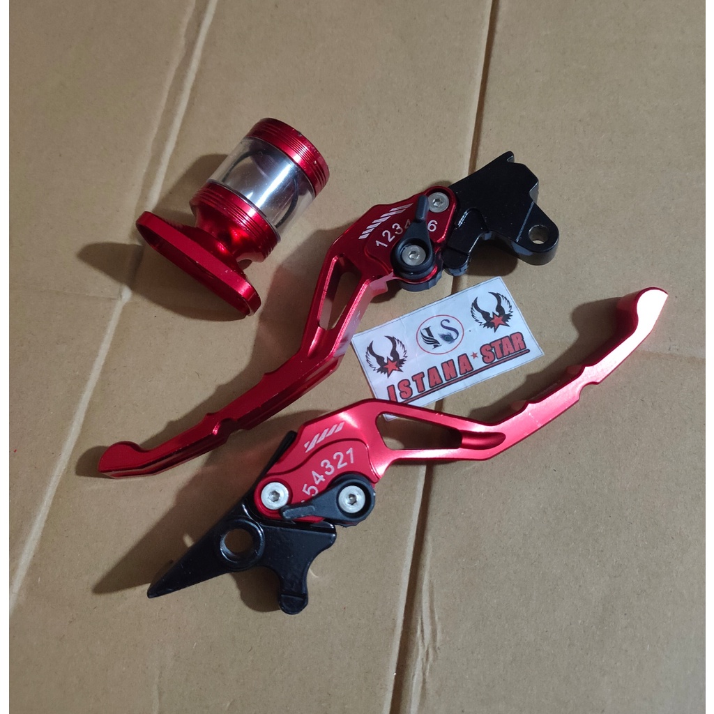 HANDLE HANDEL SET KIRI KANAN BEAT KARBU/VARIO KARBU 110 +TUTUP MINYAK KACA MERAH