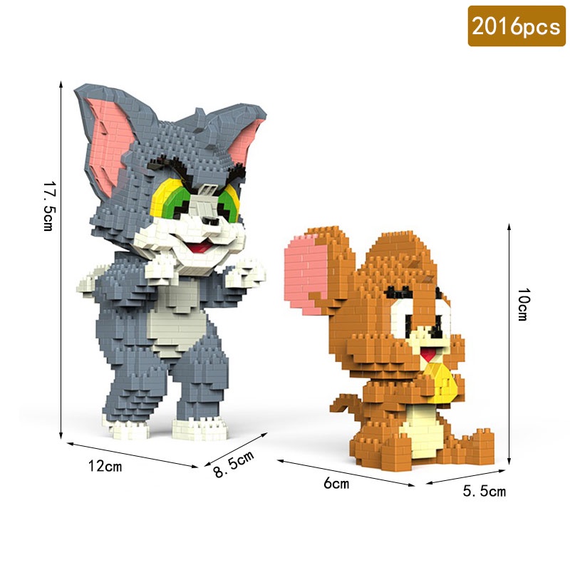 Tom and Jerry Mainan Balok Edukasi Karakter Kartun Mainan Balok DIY 3D Puzzle Brick Mini