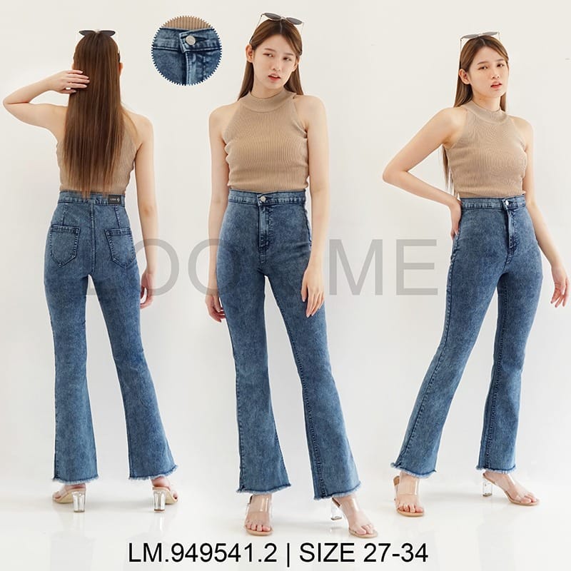 Zeva Cutbray Jeans Stretchy | Celana Jeans Wanita Ngaret Premium Polos