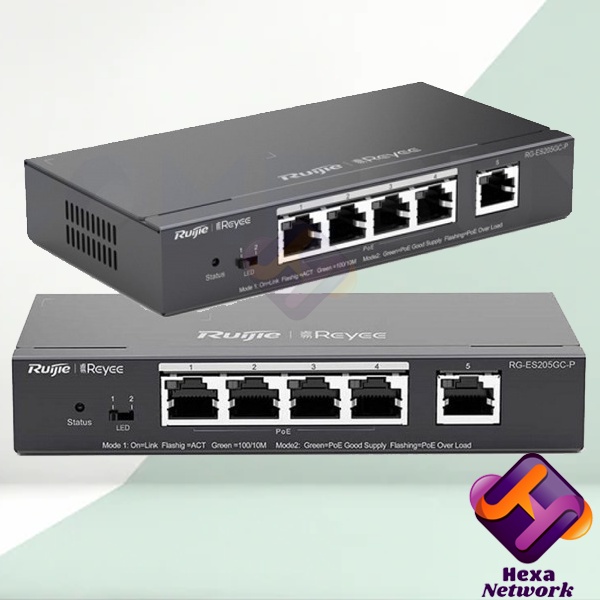 Ruijie RG-ES205GC-P 5 Port Gigabit Cloud Managed POE+ Switch