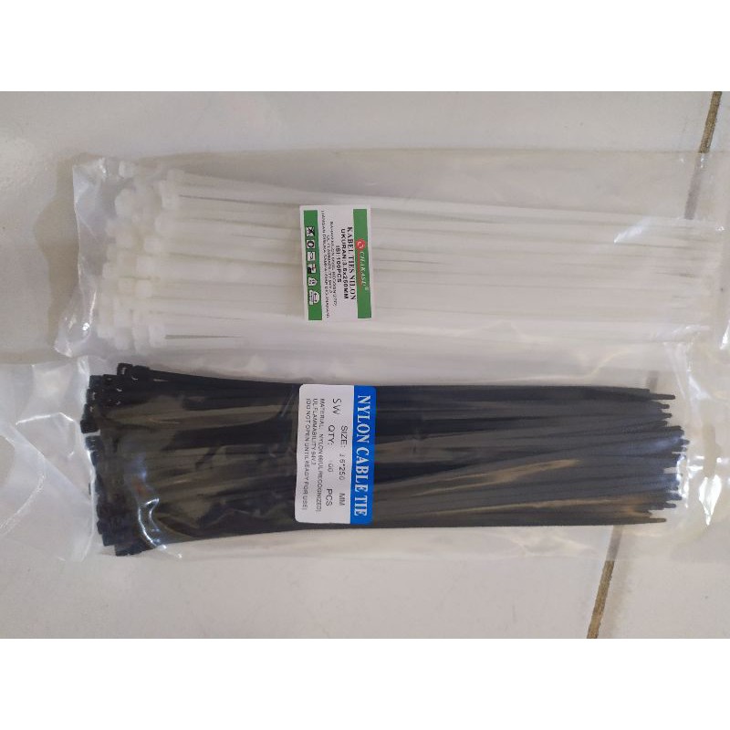 kabel Ties / Cable Ties / Tali Ties / Tali pengikat Hitam - Putih 10 - 15 - 20 - 25 - 30 cm