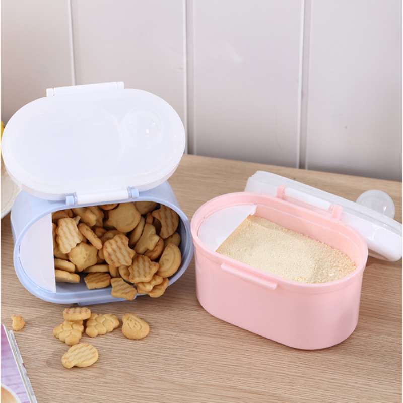 Tempat Susu Bubuk Bayi Portable Sealed Size L/Kotak Snack Biskuit 400g Toples Susu