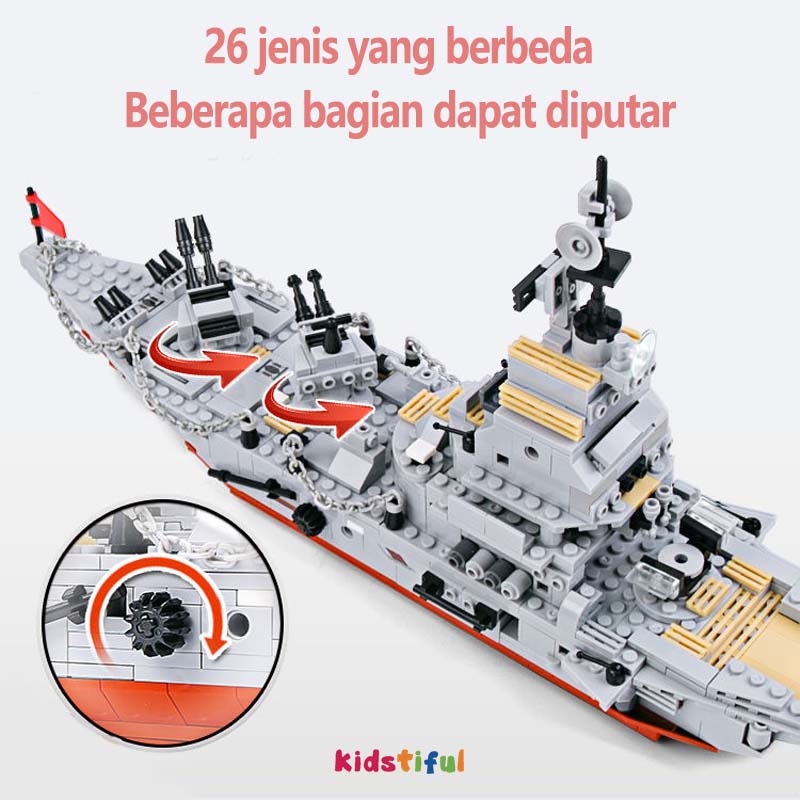 [Jakarta] Kapal Induk Mainan Blok 1000Pcs Military Warship Boat Airplane Car Set Mainan Anak Laki Laki