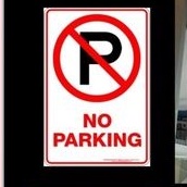 

sign stiker DILARANG PARKIR uk 22x25cm NO PARKING