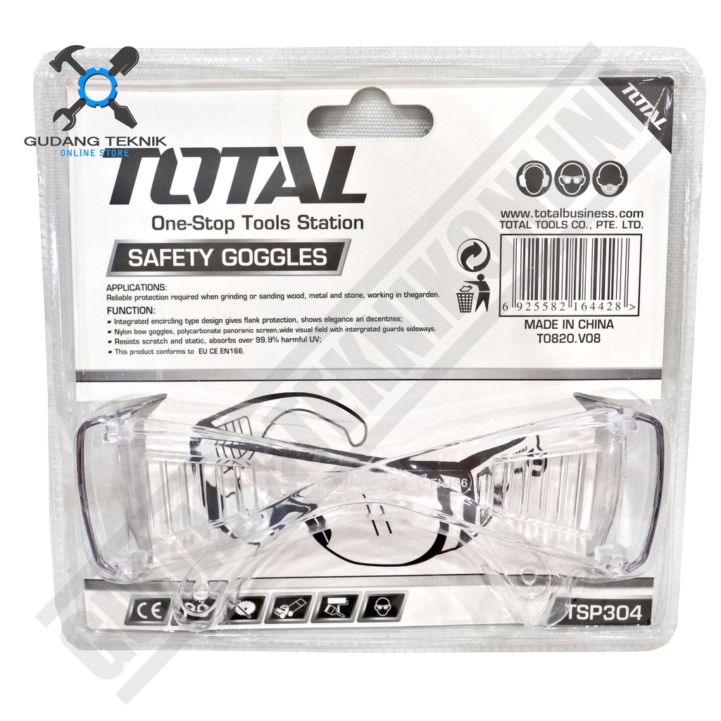 Kacamata Safety Kerja TOTAL TSP304 / Kacamata Bening Pelindung - Safety Goggles TSP 304 TOTAL