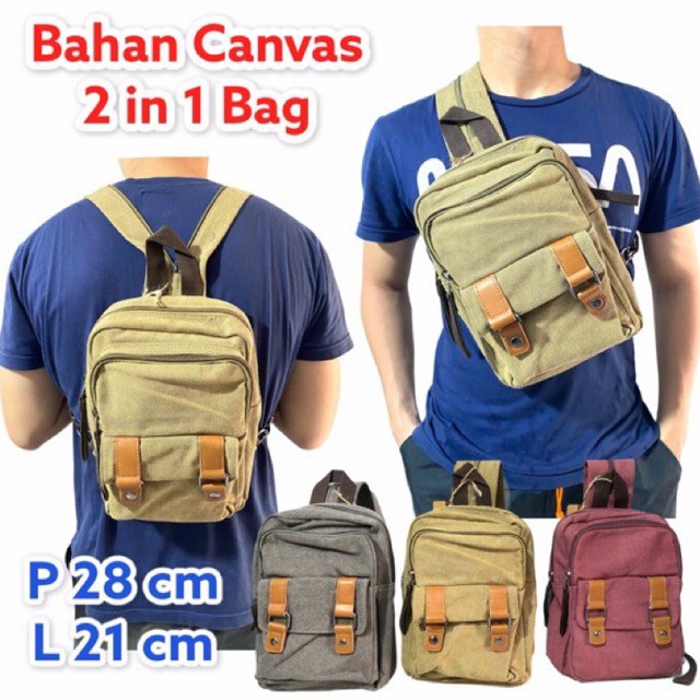 Tas Selempang Sling bag 2 in 1 Tas pria