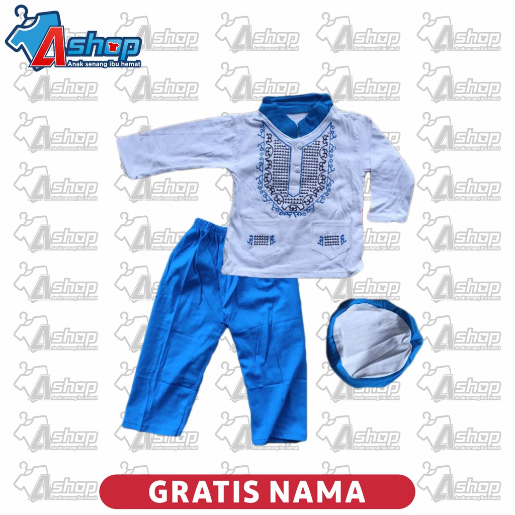 Jumper Bayi Muslim Panjang Plus Peci Gratis Sablon Nama