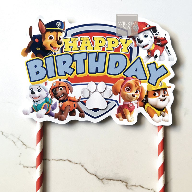 READY Big Cake Topper Paw Patrol Topper Kue Tart Chase Marshall Rubble / Hiasan Kue Ulang Tahun PAW